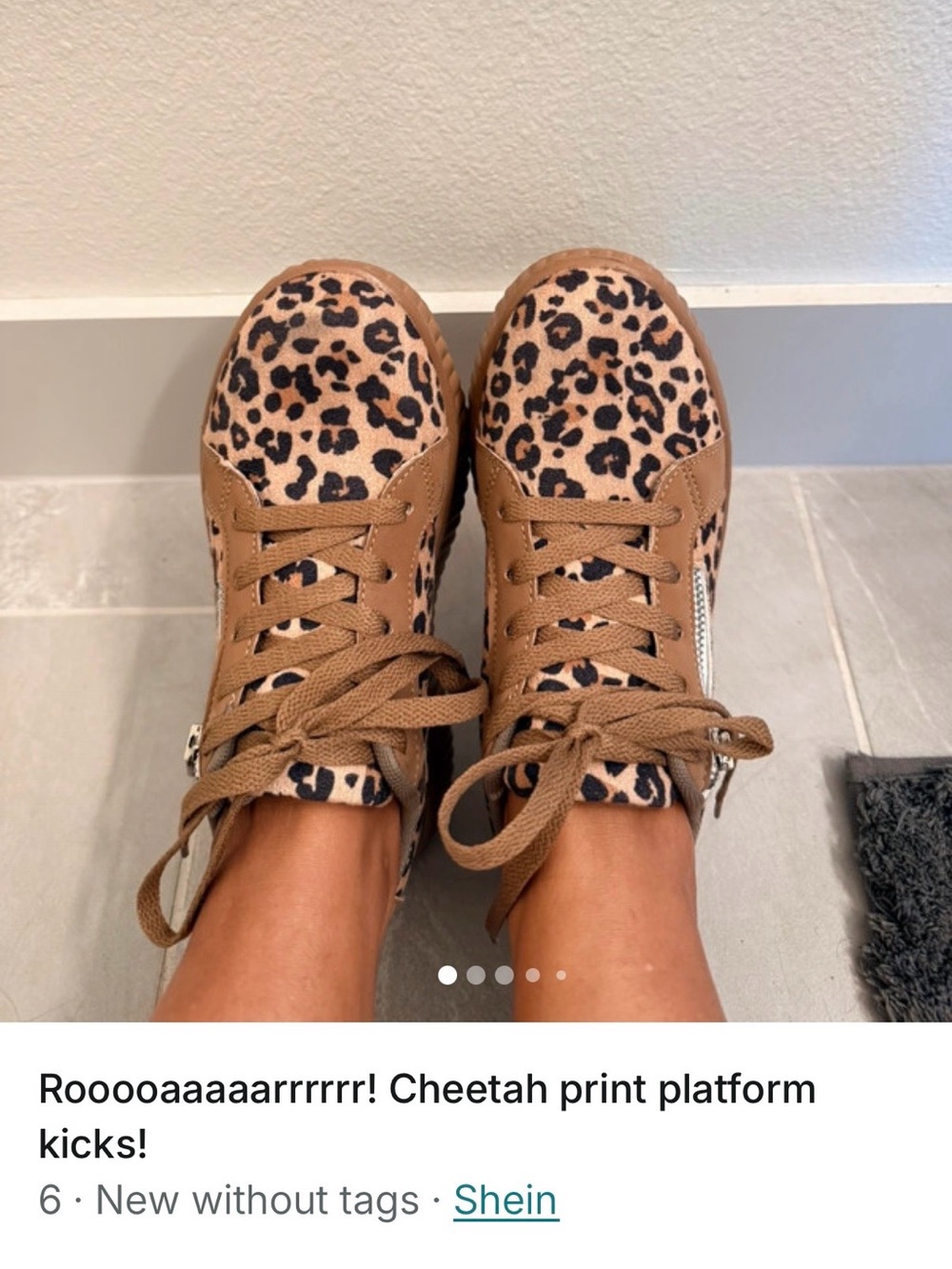 SHEIN Tan and Black Cheetah Platform Sneakers ***1 time wear***